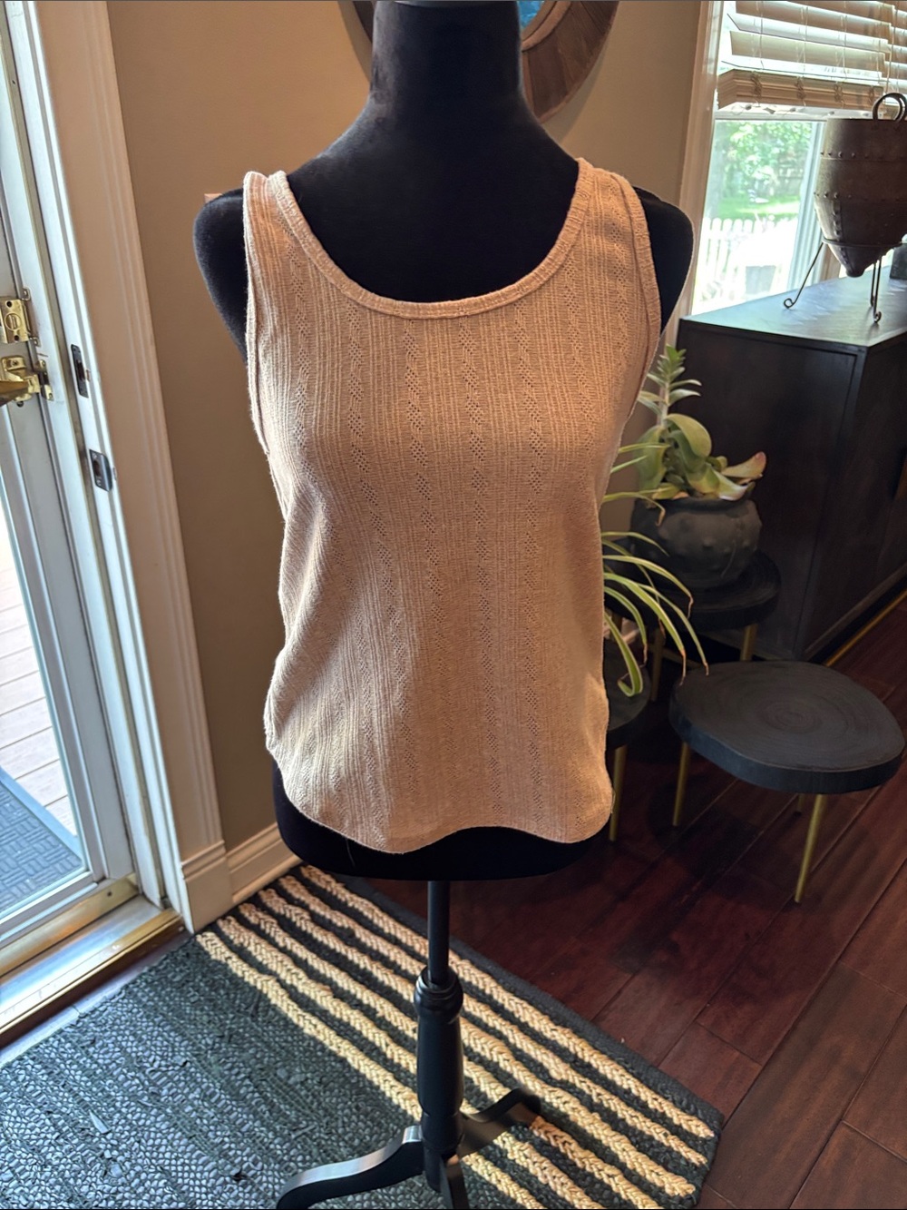 Classic Cream Knit Scoop Neck Tank Top